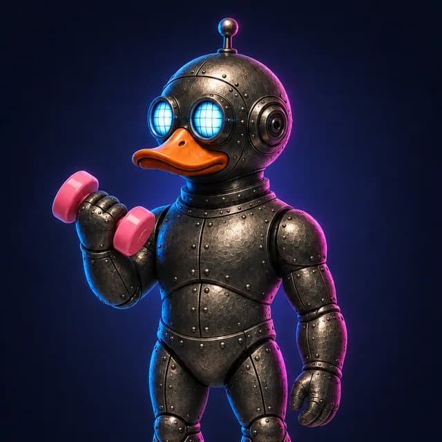 Slim Günther figurine holding a tiny pink dumbbell